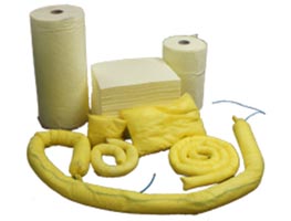 chemical absorbent, booms, socks, mats, rolls and cushions